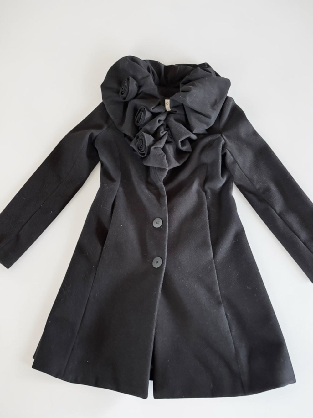 Elegant Black Coat for Women Statement Collar Dress Jacket S